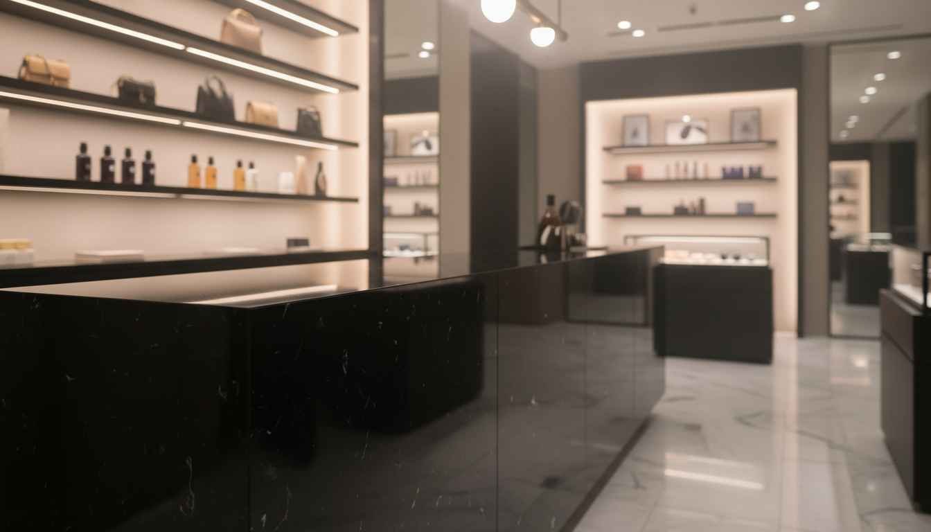 black retail counter