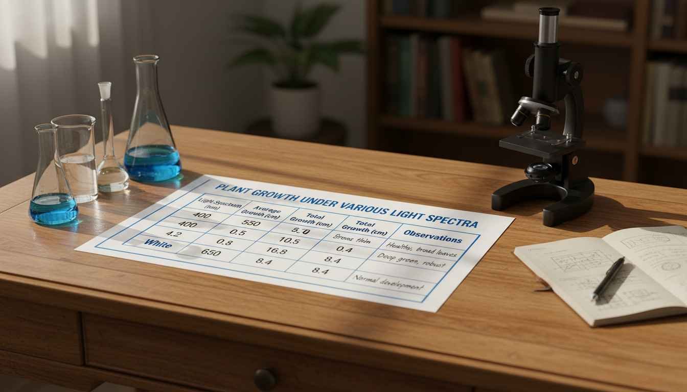 data table for a science project