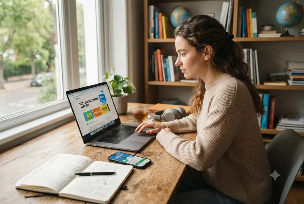 Student researching best language learning apps reddit users recommend