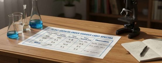 data table for a science project