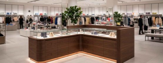 l shaped retail counter